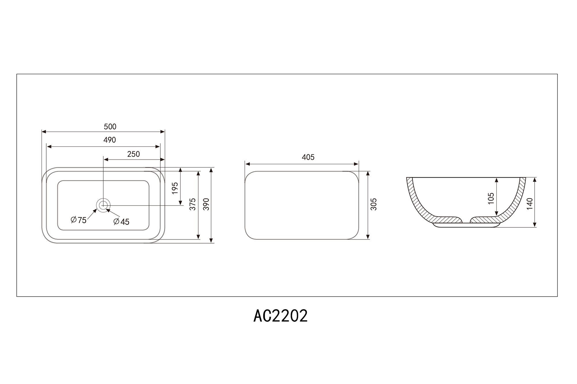 �������� ��������� ABBER Rechteck AC2202MW ����� �������